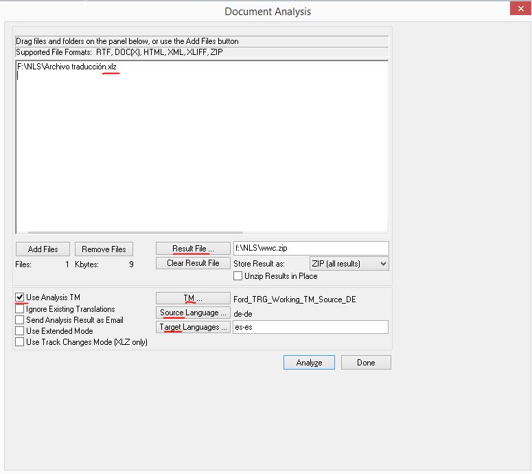 Configuración de Analyze